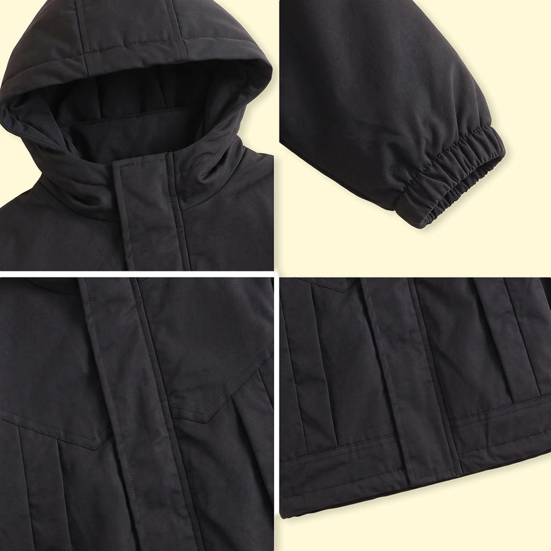 Boys Black Hooded Zip-up Jacket Coats & Jackets