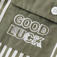Boys Green Striped Long Sleeve Shirt With Pants Sets 2 pc. Sets