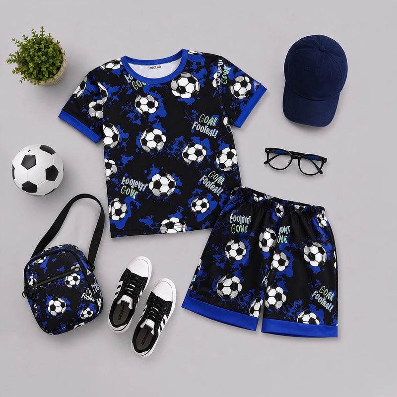 Boys Blue Short Sleeve T-Shirt With Shorts Sets 2 pc. Sets Blue 3-4 Y