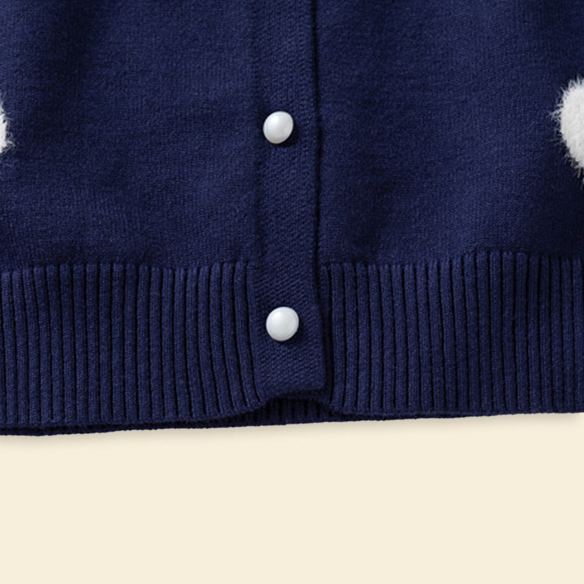 Girls Navy Blue Self Heart Design Winter Cardigan Sweaters & Cardigans