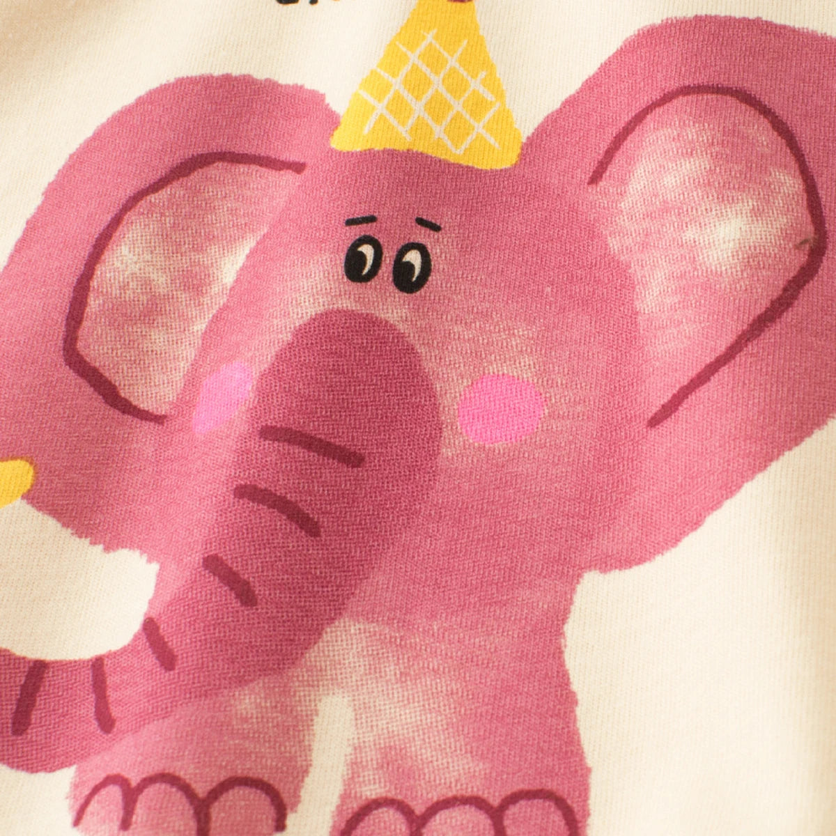 Girls Cream Elephant Print Raglan Sleeve T-Shirt Tshirts