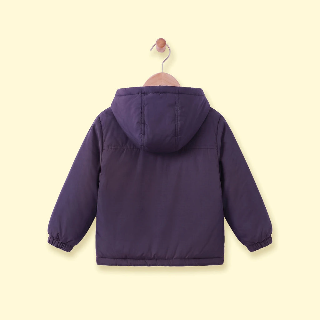 Girls Navy Blue Long Sleeve Hooded Zip-up Jacket Coats & Jackets