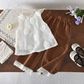 Girls White Self-Design Sleeveless Top With Pants Sets 2 pc. Sets White 1-2 Y