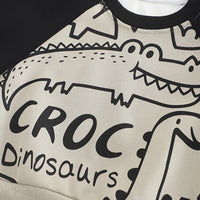 Boys Khaki Crocodile Printed Winter Sweatshirt With Denim Pants Set 2 pc. Sets