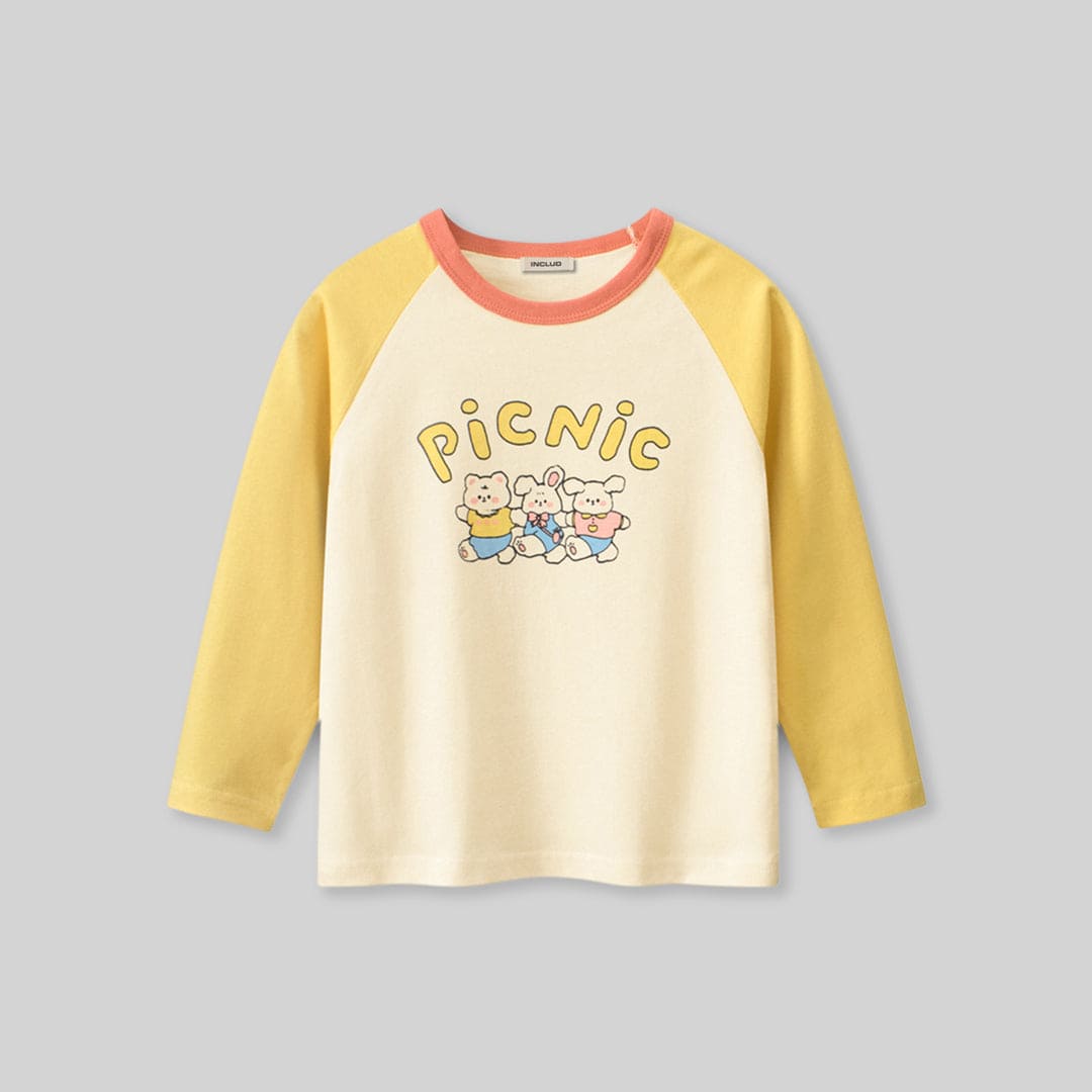 Girls Printed Raglan Sleeves T-shirt Tshirts   