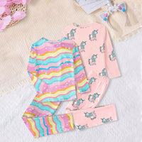 Girls Multicolor Unicorn Printed Top With Pajama Set ( Pack Of 2 ) Sets