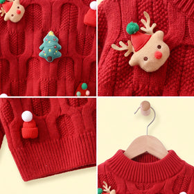 Girls Red Cable Knit Long Sleeve Sweater Sweaters & Cardigans
