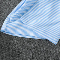 Girls Light Blue Stripes High-low Hem Top With Pants Co-ord Sets Sets