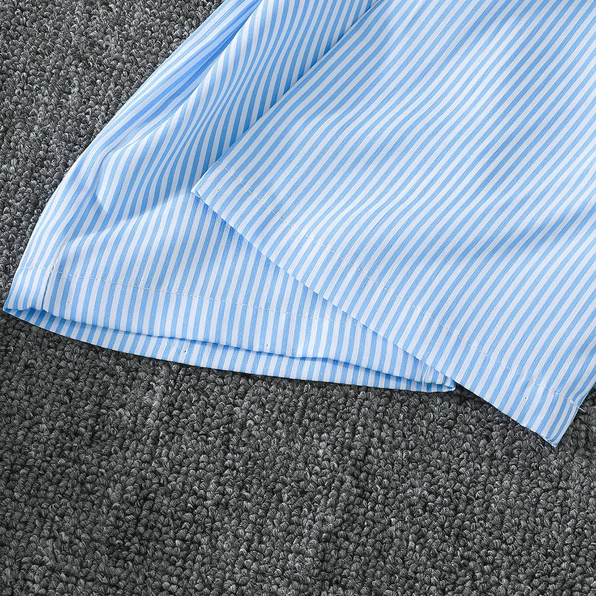 Girls Light Blue Stripes High-low Hem Top With Pants Co-ord Sets Sets