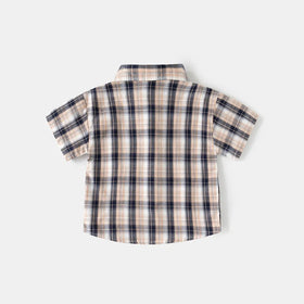 Boys Multicolor Checked Shirt with Bear Patch Pocket Shirts