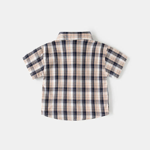 Boys Multicolor Checked Shirt with Bear Patch Pocket Shirts