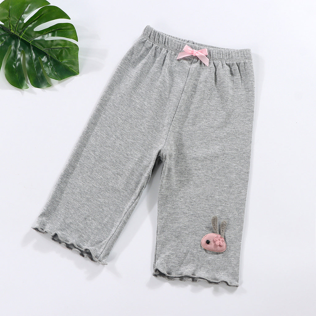 Girls Bunny Applique Pants With Bow Pants