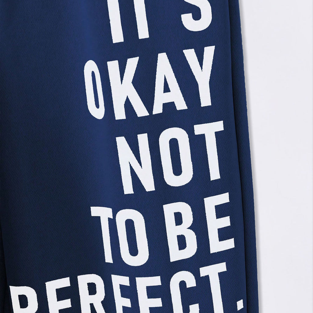 Boys Blue Typographic Printed Sweatshirt With Sling Bag & Jogger Sets Sets