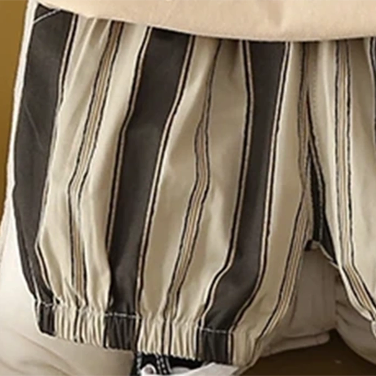 Boys Beige Zebra Printed T-Shirt With Stripes Shorts Set Sets