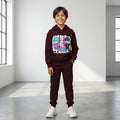 Boys Maroon K-Pop Fever Graphics Hoodie With Jogger Co-ord Sets Sets Maroon 4-5 Y