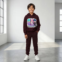 Boys Maroon K-Pop Fever Graphics Hoodie With Jogger Co-ord Sets Sets Maroon 4-5 Y