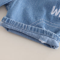 Boys Grey Joystick Printed Short Sleeves T-Shirt With Denim Shorts Set 2 pc. Sets