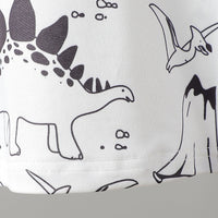 Boys White Dinosaur Print Short Sleeves T-Shirt With Shorts Set Sets