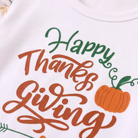 Girls White Happy Thanksgiving Print Top With Skirt Sets 2 pc. Sets