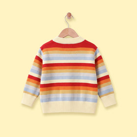 Girls Multicolour Striped Long Sleeve Cardigan Sweaters & Cardigans