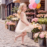 Girls Cream Sleeveless Fit & Flare Dress Casual Dresses