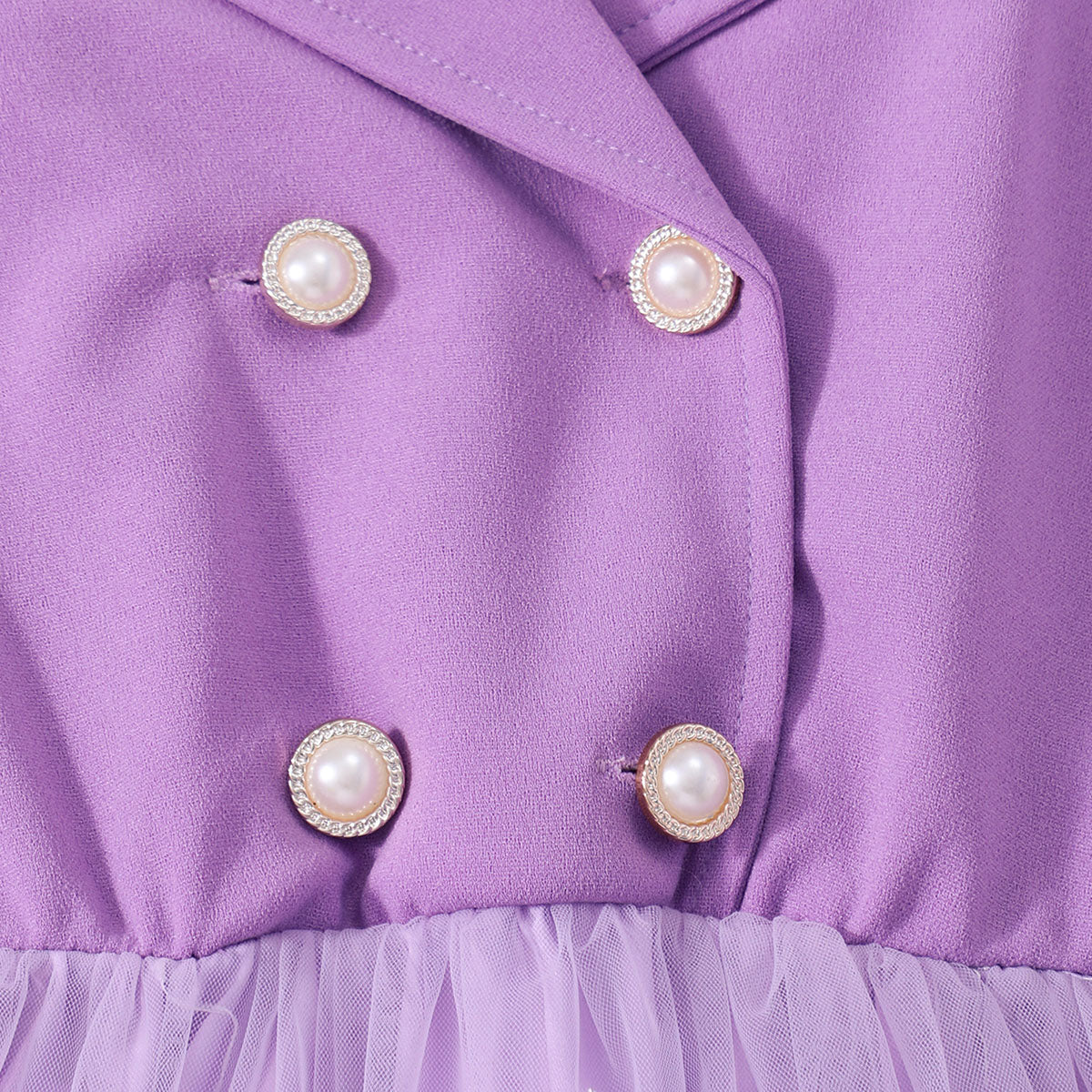 Girls Purple Embroidered Tulle Overlay Blazer Dress Casual Dresses
