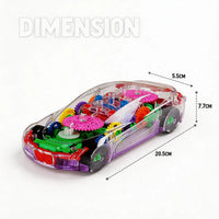 Kids 3D Transparent Gear Concept Car Toy with Lights Trending Accessories