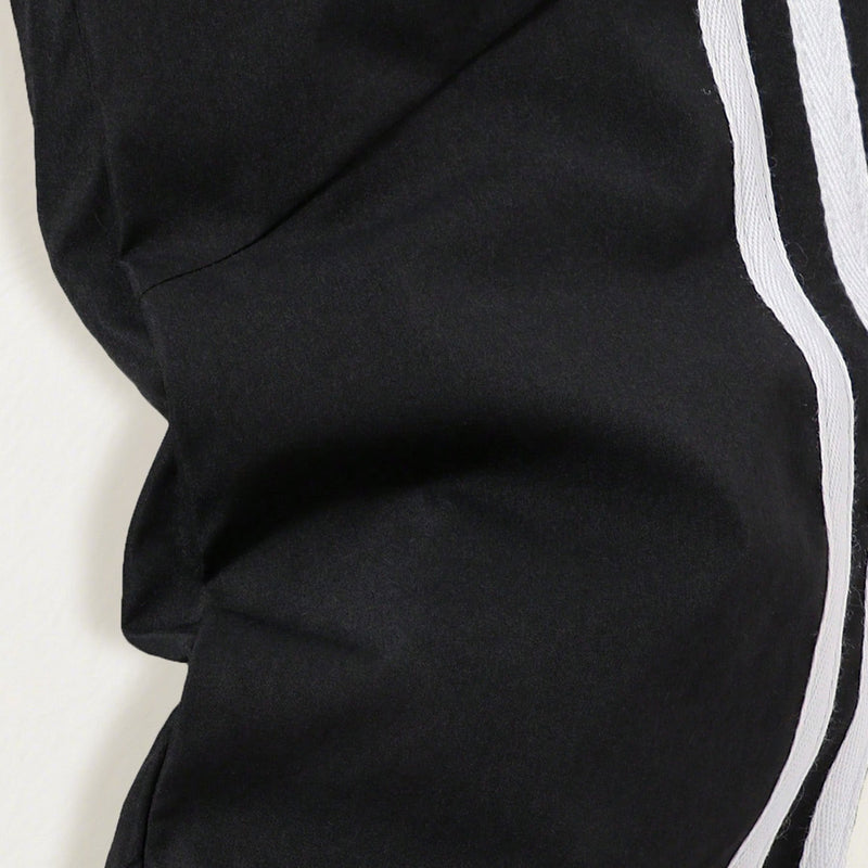 Boys Black Side Striped Track Pants Trackpants & Joggers