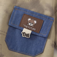Boys Khaki Abstract Polo Sweatshirt & Denim Cargo Pants Sets Sets