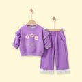 Girls Purple Embellished Sweatshirt & Pants Sets Sets Purple 1-2 Y