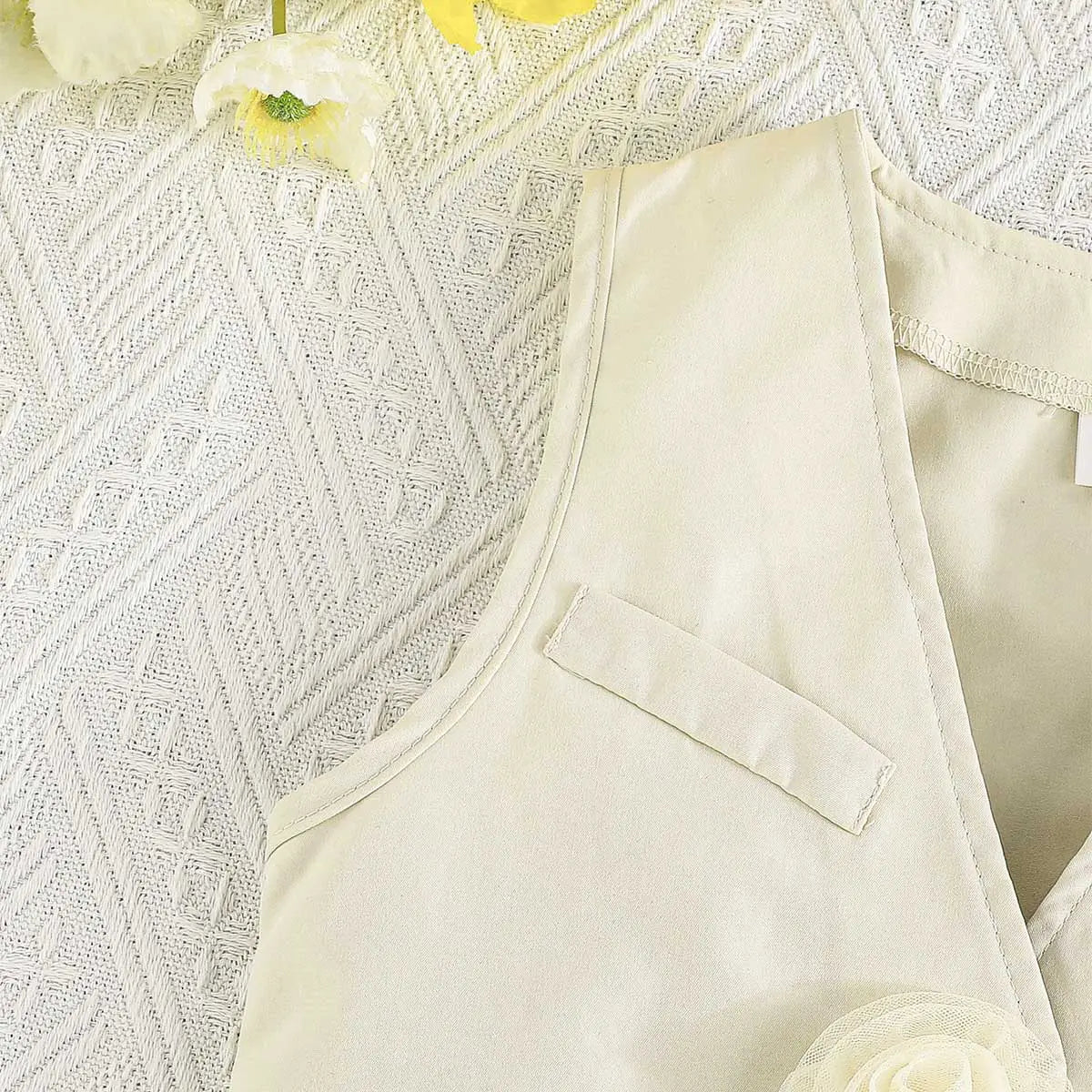 Girls Apricot Sleeveless Waistcoat With Top & Skirt Sets Sets