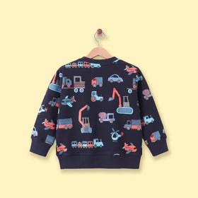 Boys Navy Blue Graphic Long Sleeve Sweatshirt Sweatshirts & Hoodies