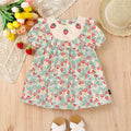 Girls Light Green Strawberry Embroidery A-line Dress Casual Dresses Light Green 2-3 Y