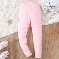 Girls Pink Melange Cat Print Leggings Leggings & Tights