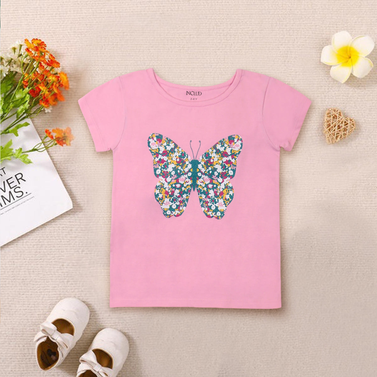 Girls Multicolor Graphics Summer T-shirts- Pack Of 3 Tshirts