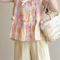 Girls Pink Ruffle Peplum Top With Crop Pants Sets Sets
