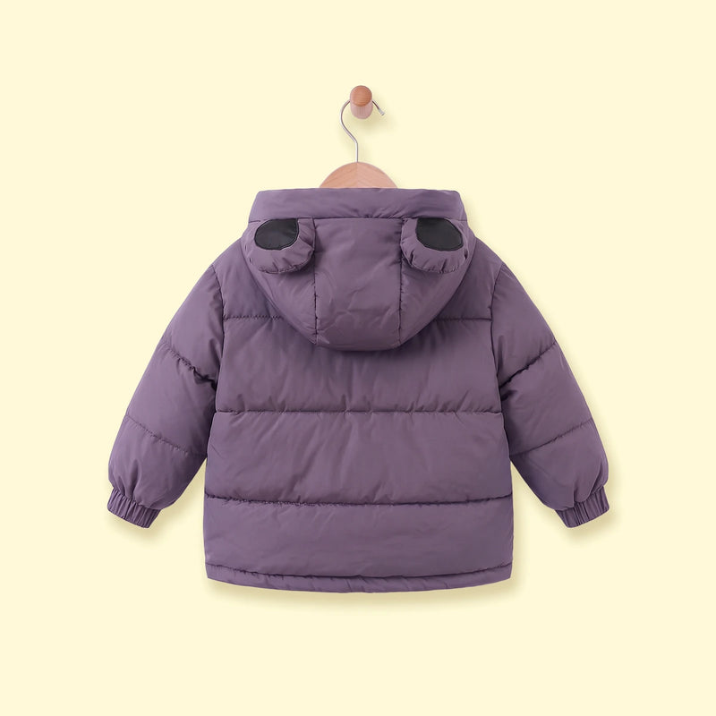 Girls Purple Fleece-Lined Hooded Puffer Jacket Coats & Jackets