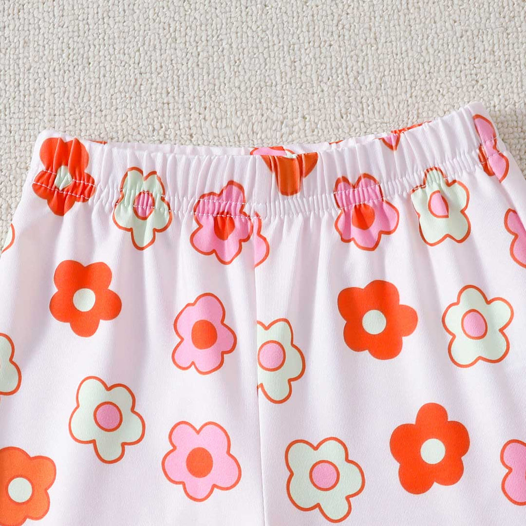 Girls Floral Printed Crop Top With Pants Set Sets   
