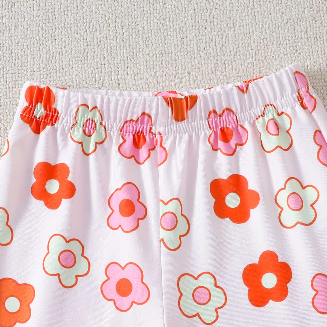 Girls Floral Printed Crop Top With Pants Set Sets   