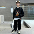 Boys Black Graphics Printed Oversized Sweatshirt With Jogger Co-ord Sets Sets Black 5-6 Y