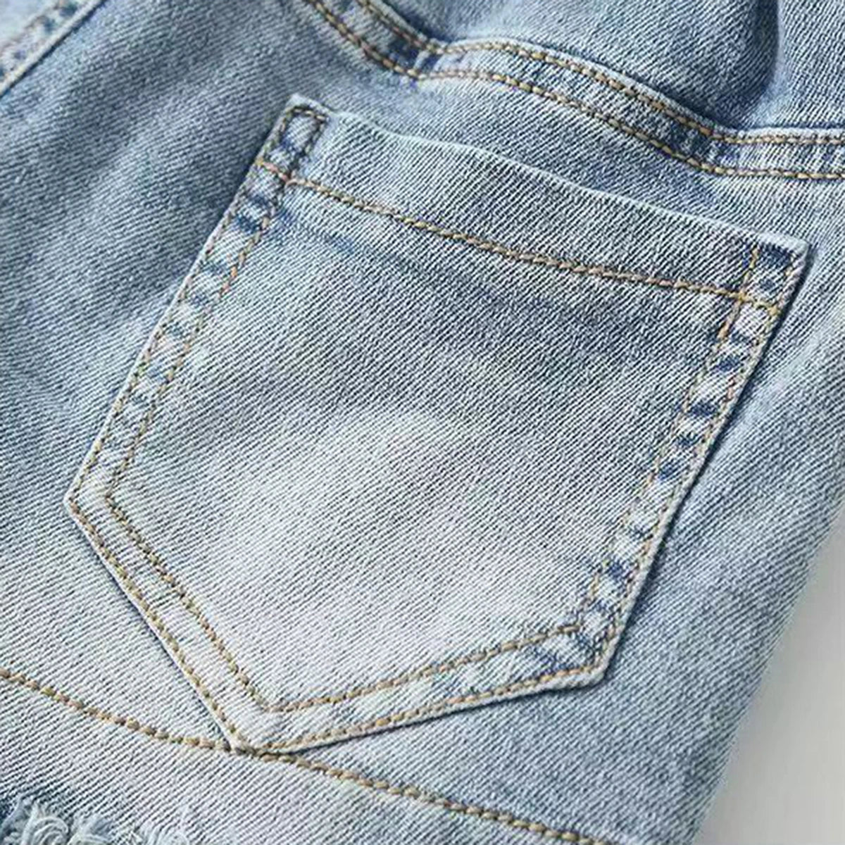 Girls Blue Pearl Embellished Denim Shorts Shorts