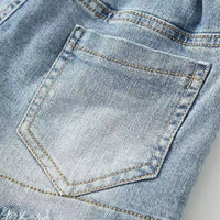 Girls Blue Pearl Embellished Denim Shorts Shorts