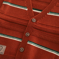 Boys Red Self-Design Cardigan With T-Shirt and Denim Pants set Sets
