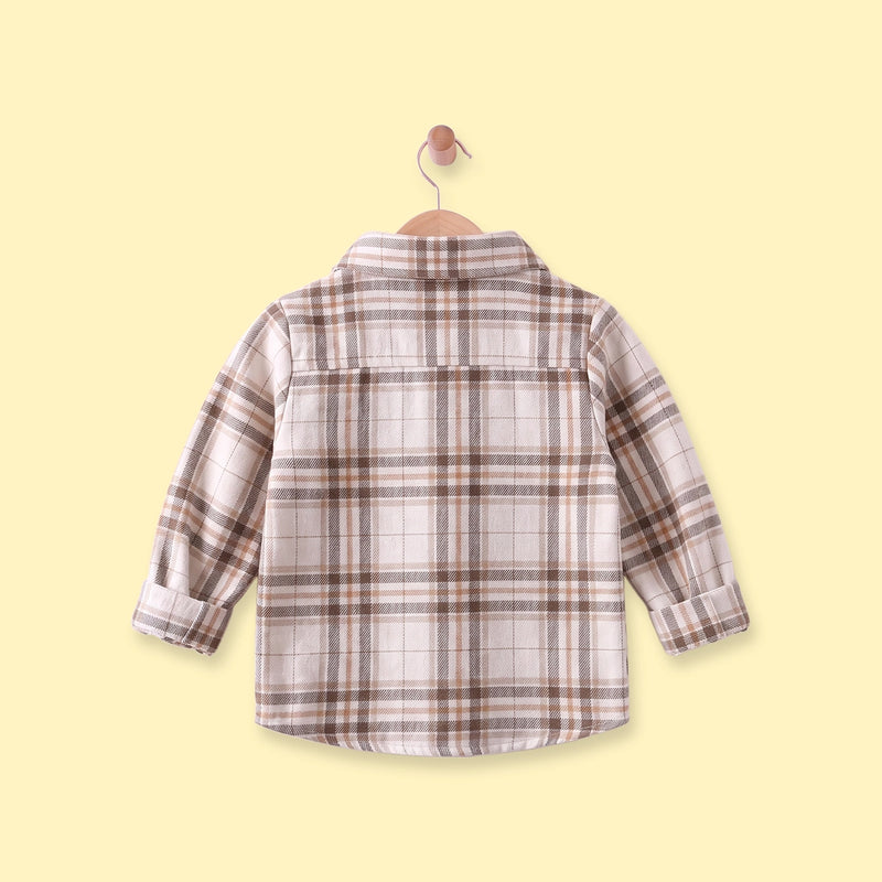 Boys Brown Checked Long Sleeve Shirt Shirts