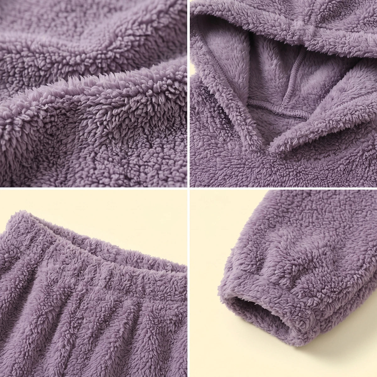 Girls Purple Textured Hooded Sweatshirt & Joggers Co-ord Sets Sets