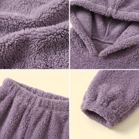 Girls Purple Textured Hooded Sweatshirt & Joggers Co-ord Sets Sets