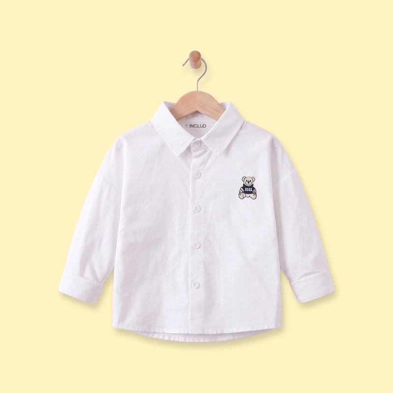 Boys White Embroidered Long Sleeve Shirt Shirts White 1-2 Y