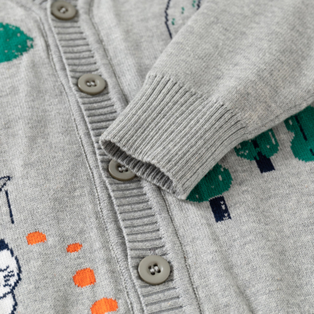 Boys Grey Self-Design Cardigan Sweaters & Cardigans