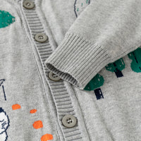Boys Grey Self-Design Cardigan Sweaters & Cardigans