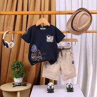 Boys Navy Blue Graphics Short Sleeve T-Shirt With Shorts Sets 2 pc. Sets Navy Blue 1-2 Y